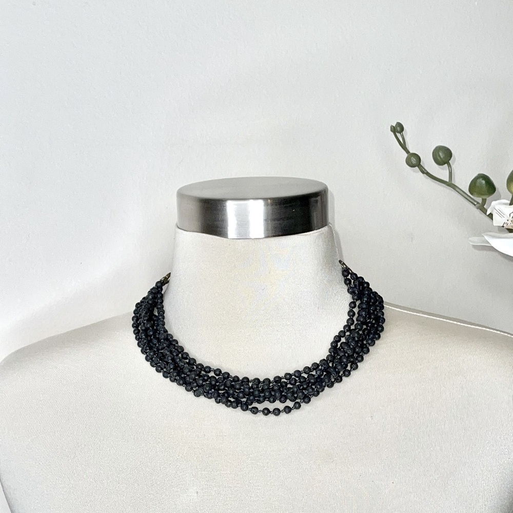 HTF NWT Sam Edelman X ZACASHA Multi Strand Lava Rock Necklace